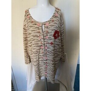 KAREN KANE CARDIGAN LIFESTYLE ANIMAL PRINT 2X LONG SLEEVE EMBELLISHED BROWN